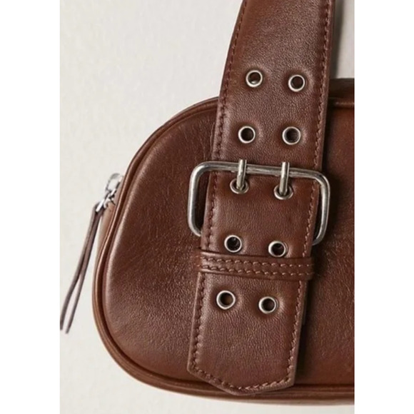 Free People SAY YES BAG 100% Leather Buckle Handbag Bag Espresso Brown NWOT - Picture 2 of 12